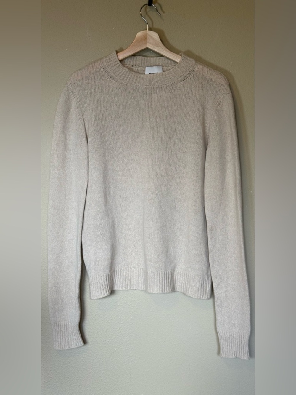 Reformation Cream Crewneck Boyfriend Cashmere Sweater Tan Size Small - Picture 2 of 7